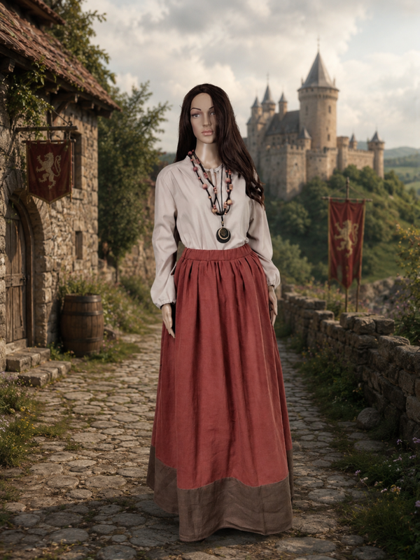 Rust Medieval Linen Skirt  Stonewashed Linen