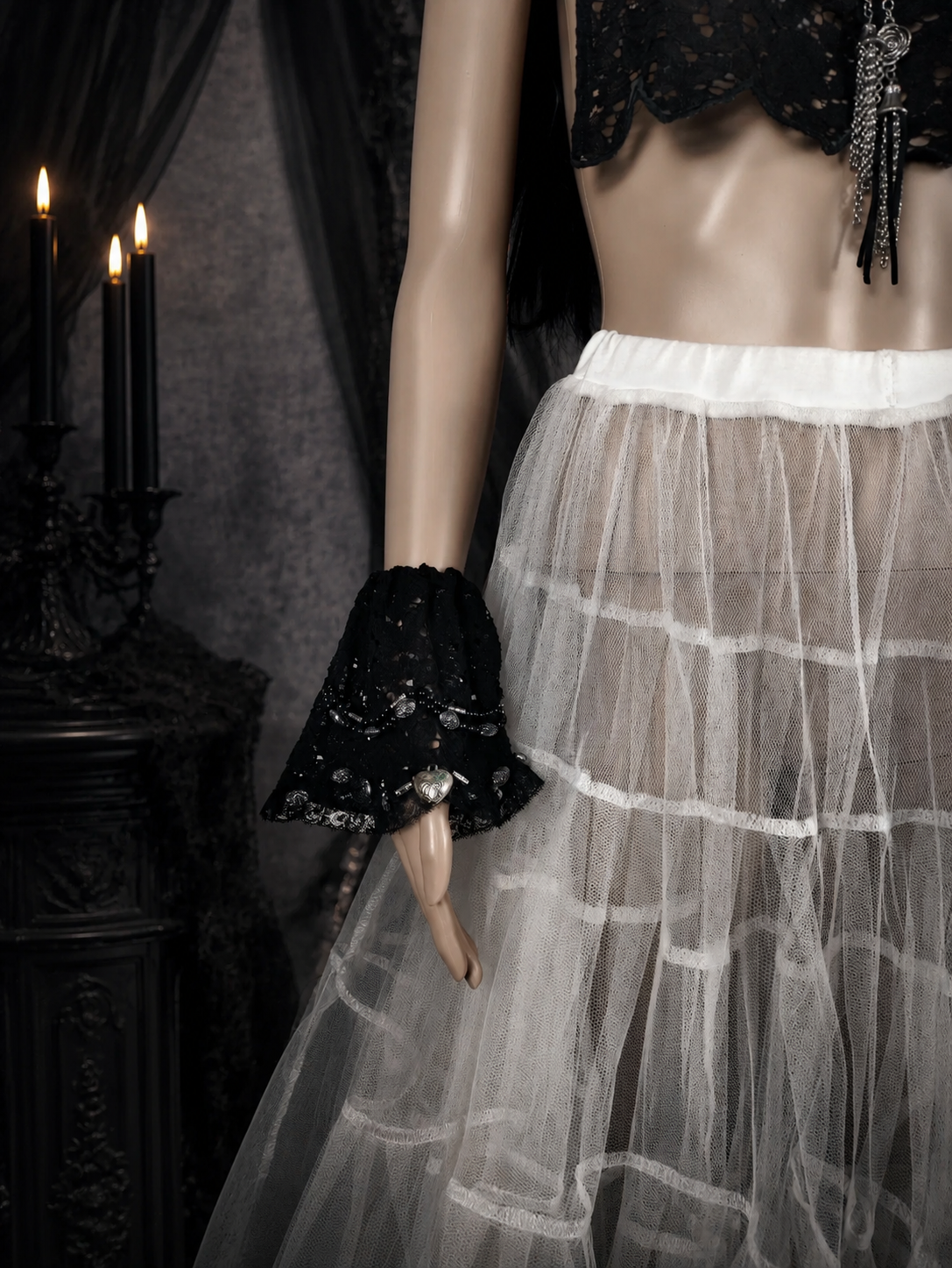 Black Lace Gothic Cuffs Luxe Wrist Accessories