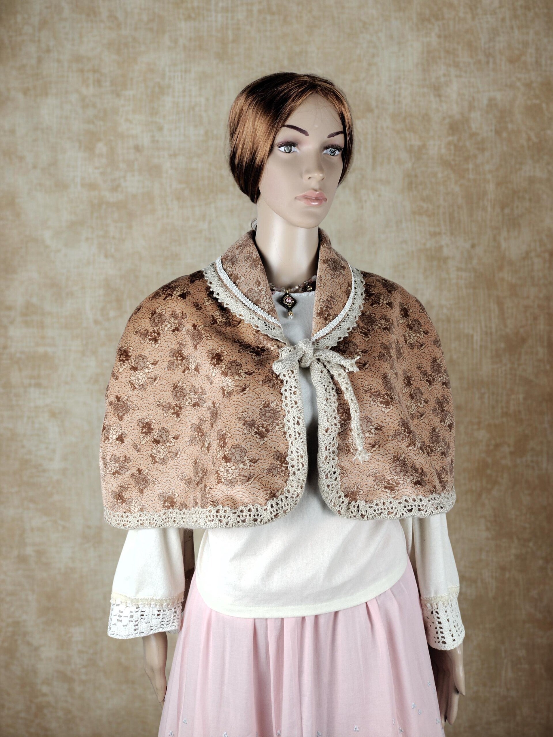 Handmade Baroque Short Cape  Vintage Silk