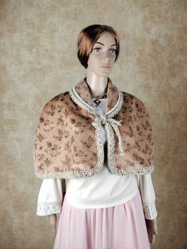 Handmade Baroque Short Cape  Vintage Silk