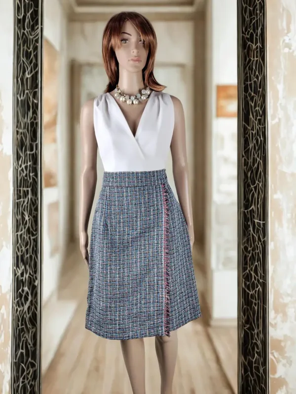 Couture Bouclé Wrap Skirt in Wool