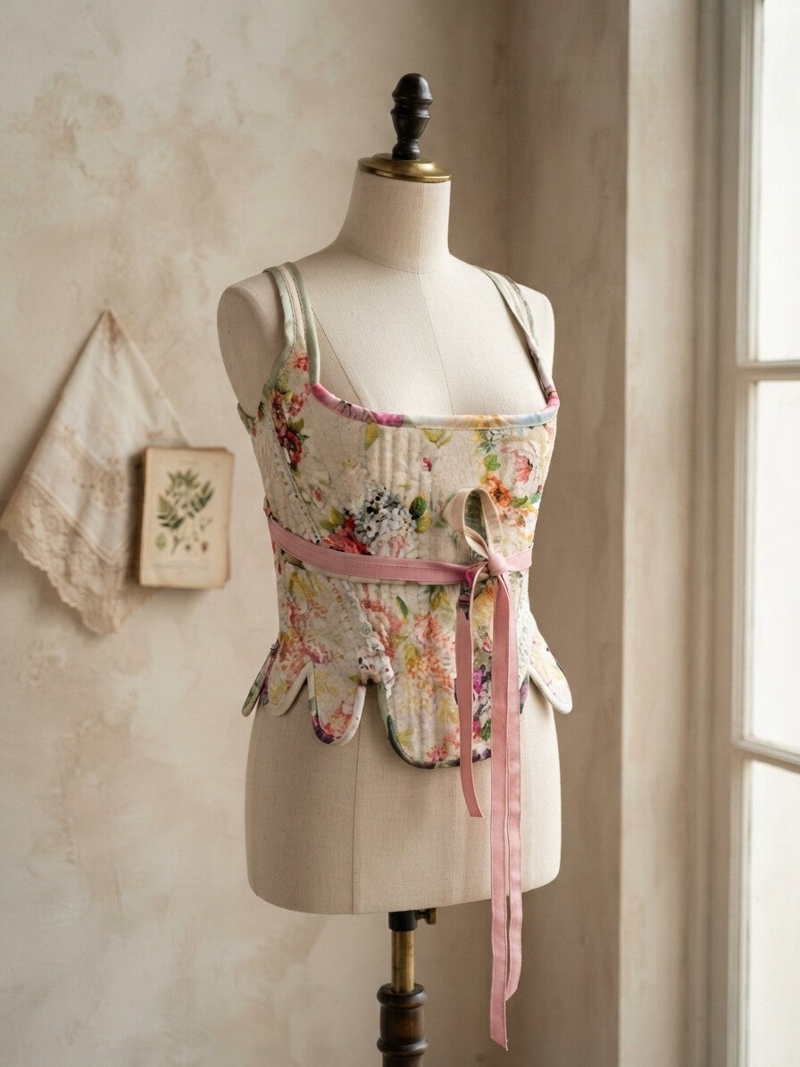 Floral Corset Victorian Silk