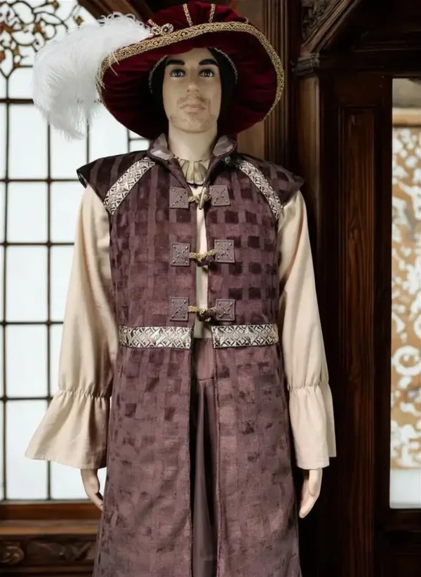 Handmade Tudor Men’s Coat Velvet Jacquard