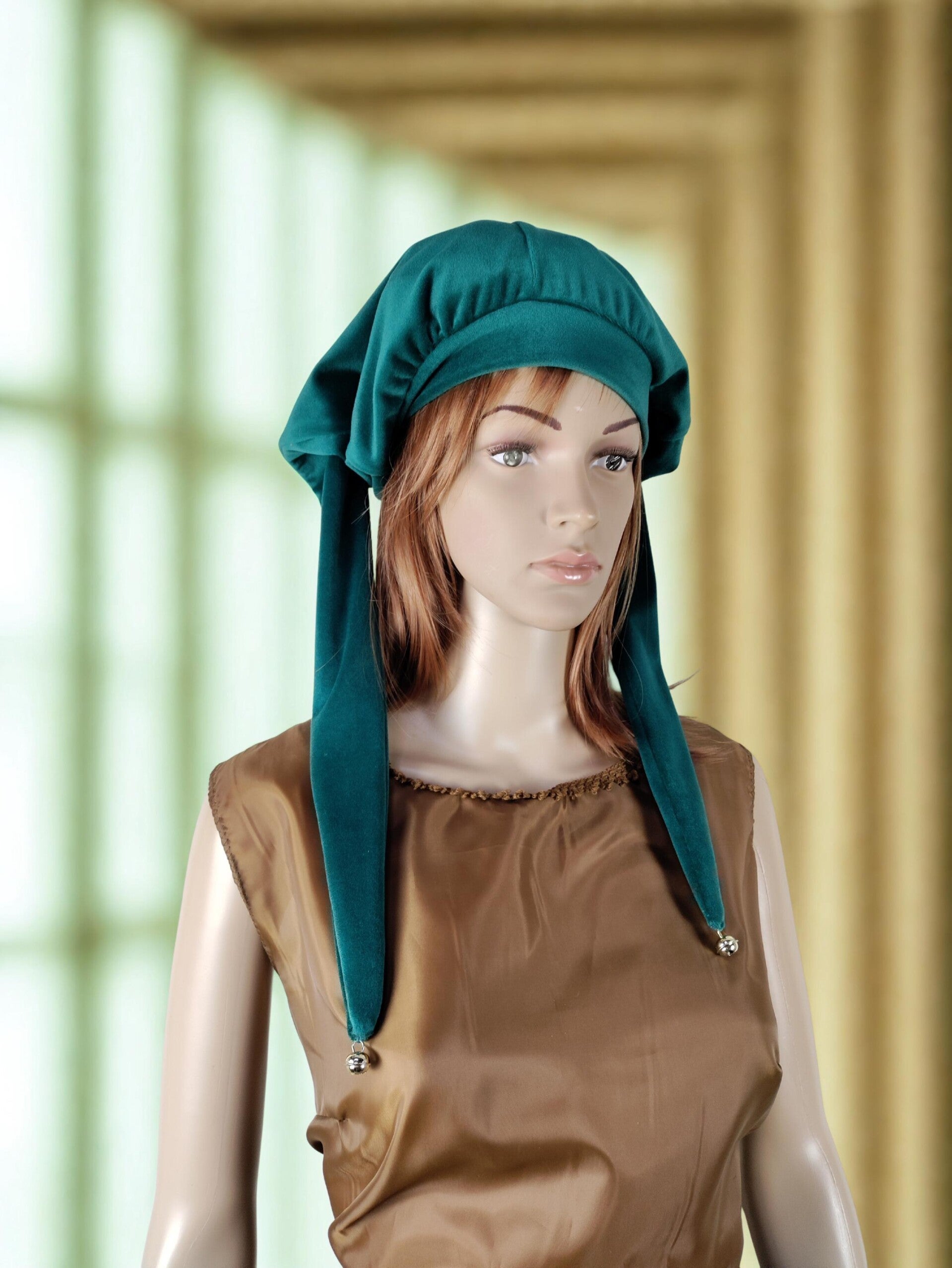Petrol Luxurious Velvet Jester Hat