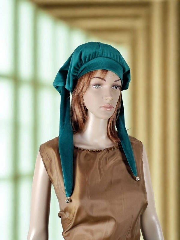 Petrol Luxurious Velvet Jester Hat