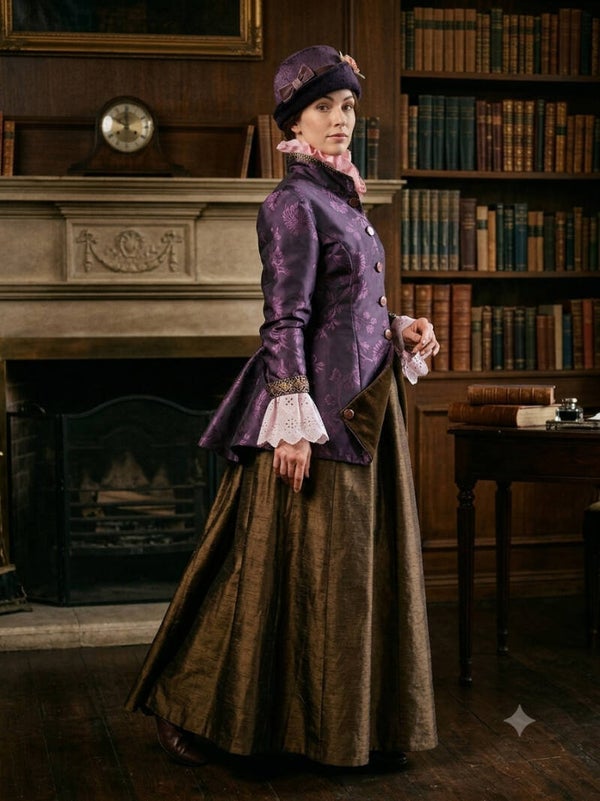 Purple Brocade Baroque Jacket, Skirts & Hat Ensemble