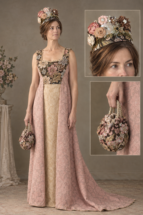 Empress Joséphine de Bonaparte Gown, Hat & Pouch