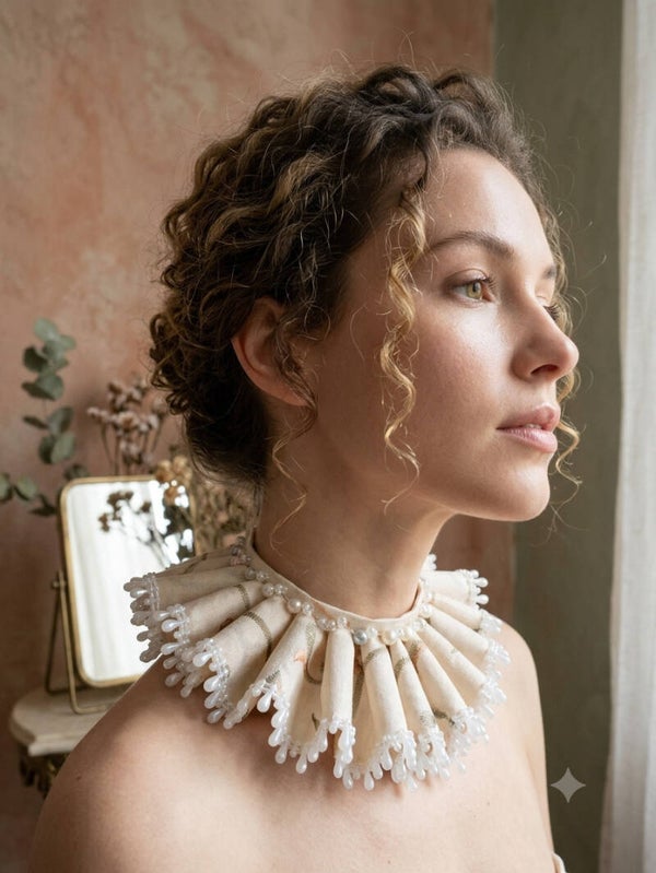 Elizabethan & Baroque Silk Pearl Couture Collar