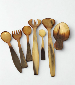 Antique Horn Cutlery Set LARP Reenactment Props