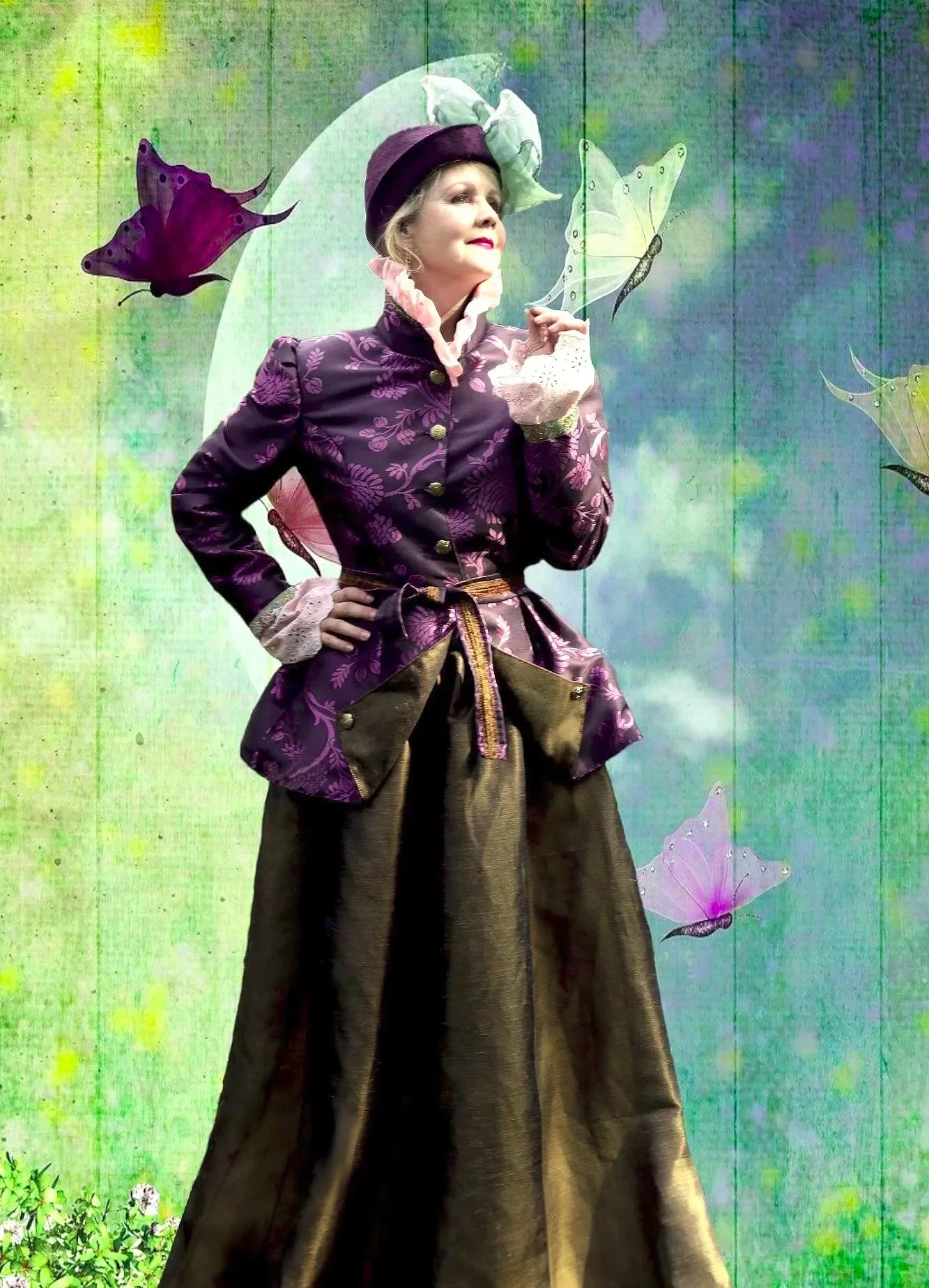 Purple Brocade Baroque Jacket, Skirts & Hat Ensemble