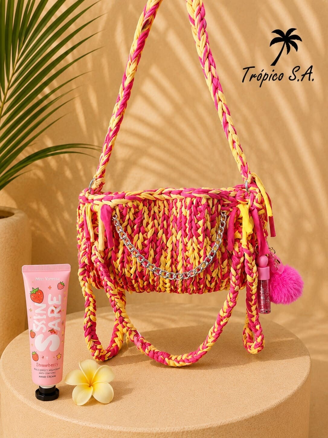 Borsa Artigianale all'Uncinetto – Collezione Fucsia & Giallo