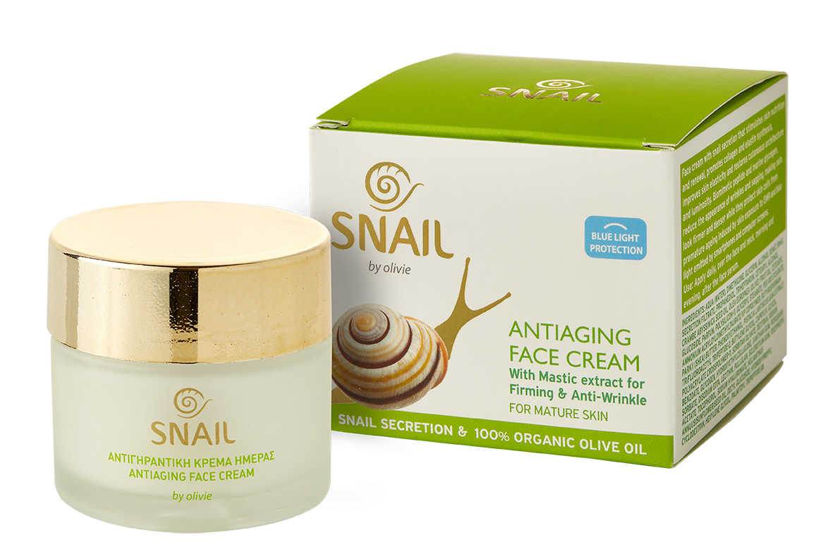 GEZICHTSCRÈME Anti-ageing mastiek extract, slakkenslijm & 100% biologische olijfolie