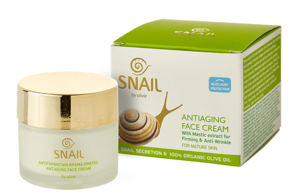 GEZICHTSCRÈME Anti-ageing mastiek extract, slakkenslijm & 100% biologische olijfolie