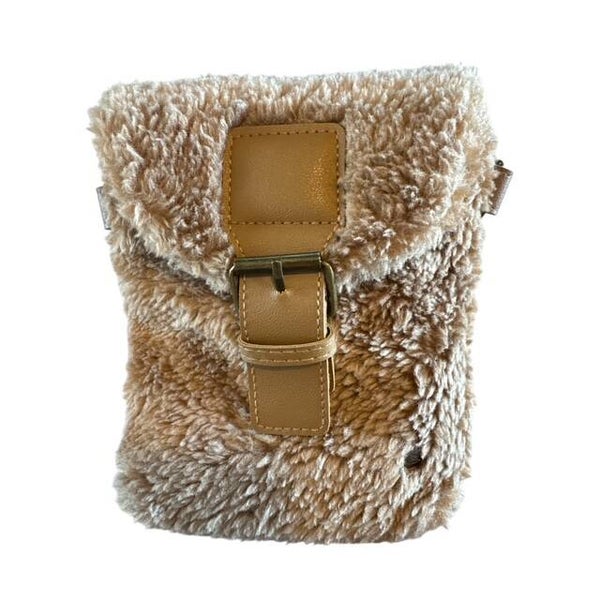 Camel teddy schoudertas crossbody “Astina”