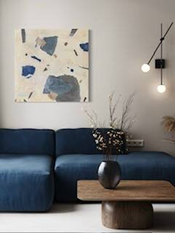 MOSAIC BLUE - mixed media - 50 op 50 cm - 3D (prijs per 2stuks samen)