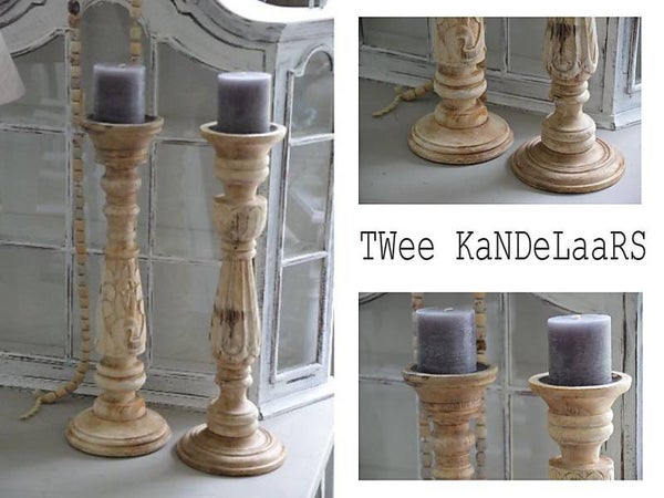 SET 2 houten kandelaars SOLD