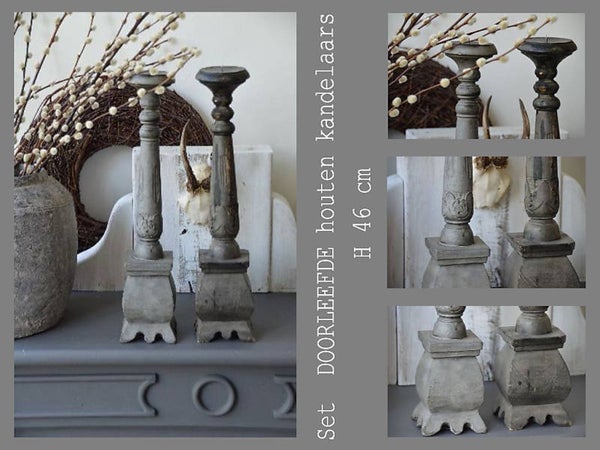 Set houten kandelaars