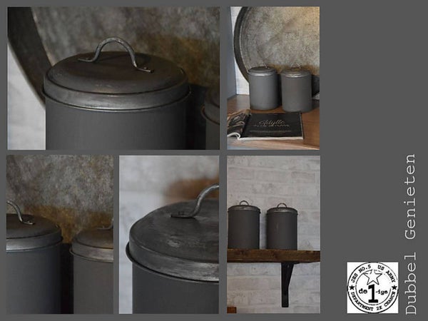 ORIGINELE zinken voorraadbussen