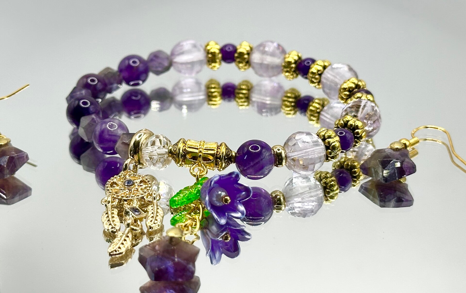 Amethyst Bracelet & Earring Set