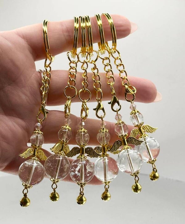 Clear Quartz Angel Keychain