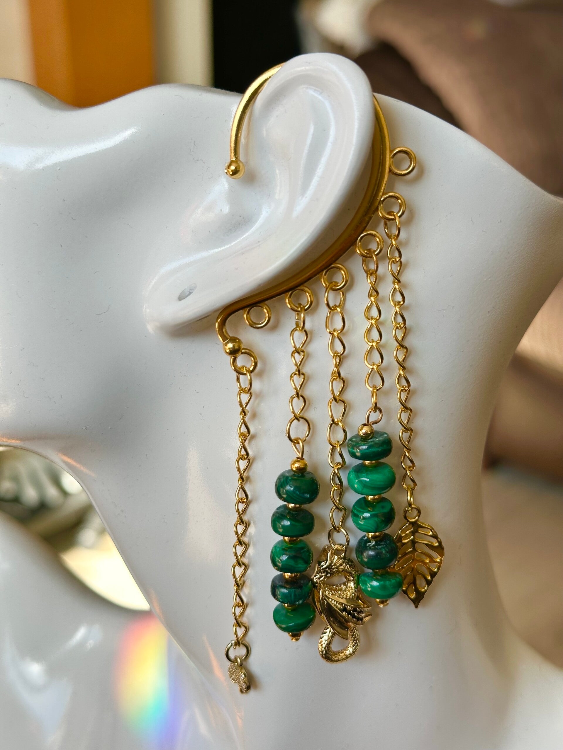 Malachite Earcuffs