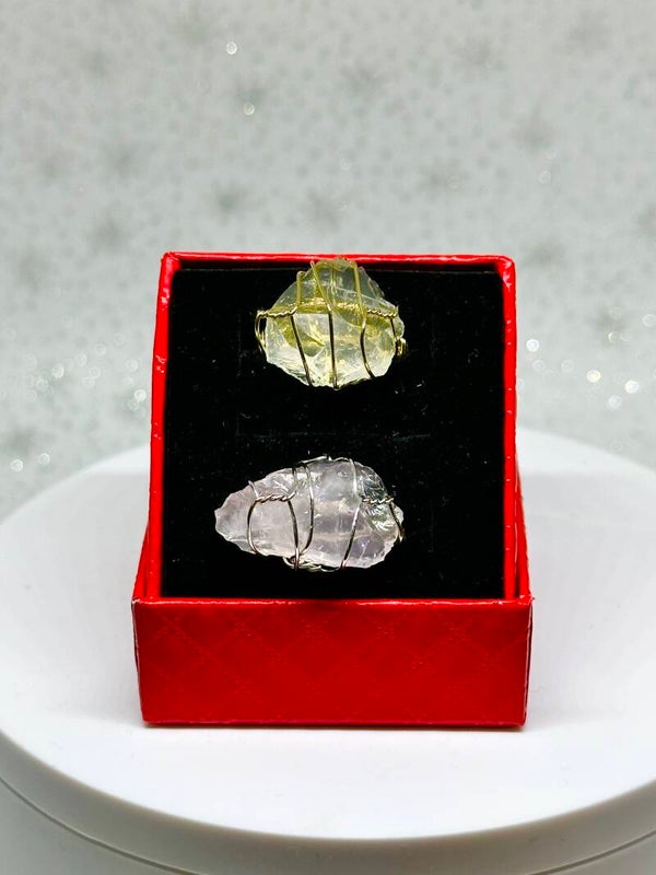 Raw Crystal Rings