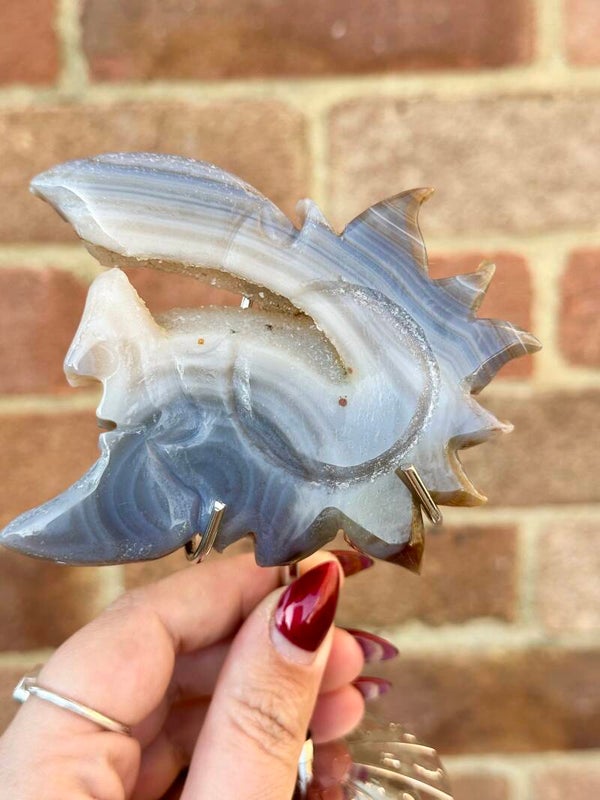 Druzy Agate Sun & Moon Face With Stand