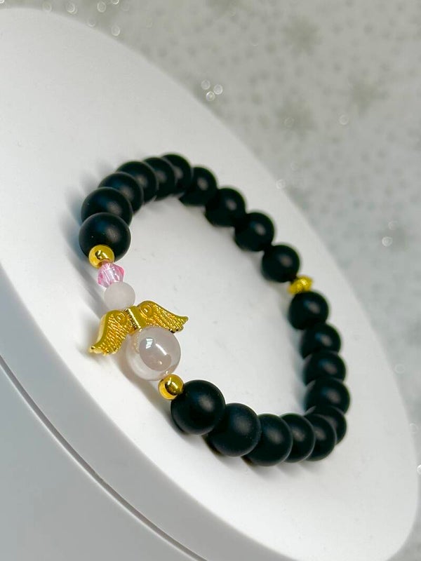 Matt Onyx & Aura Rose Quartz Bracelet