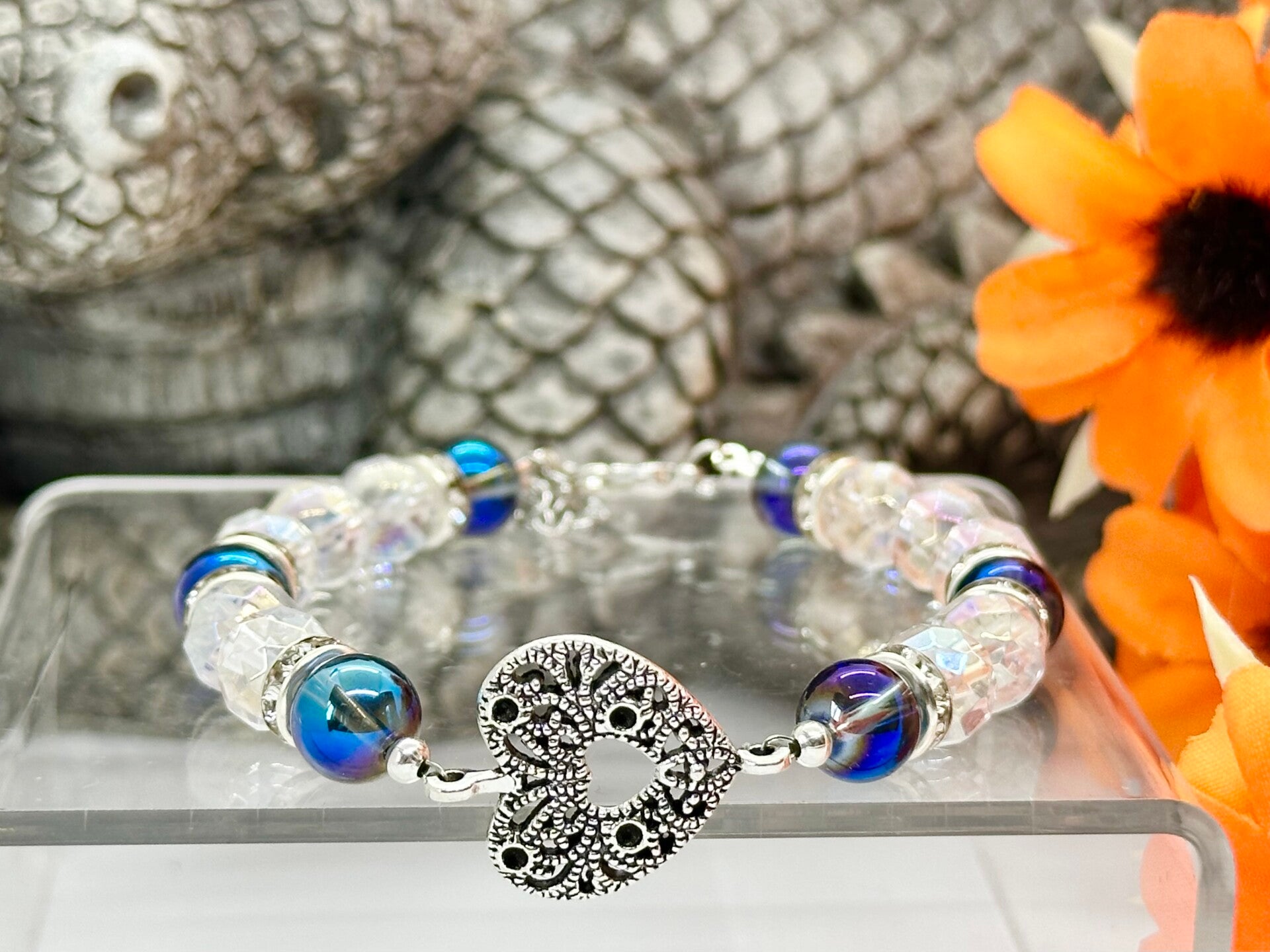 Aura Clear Quartz Heart Bracelet