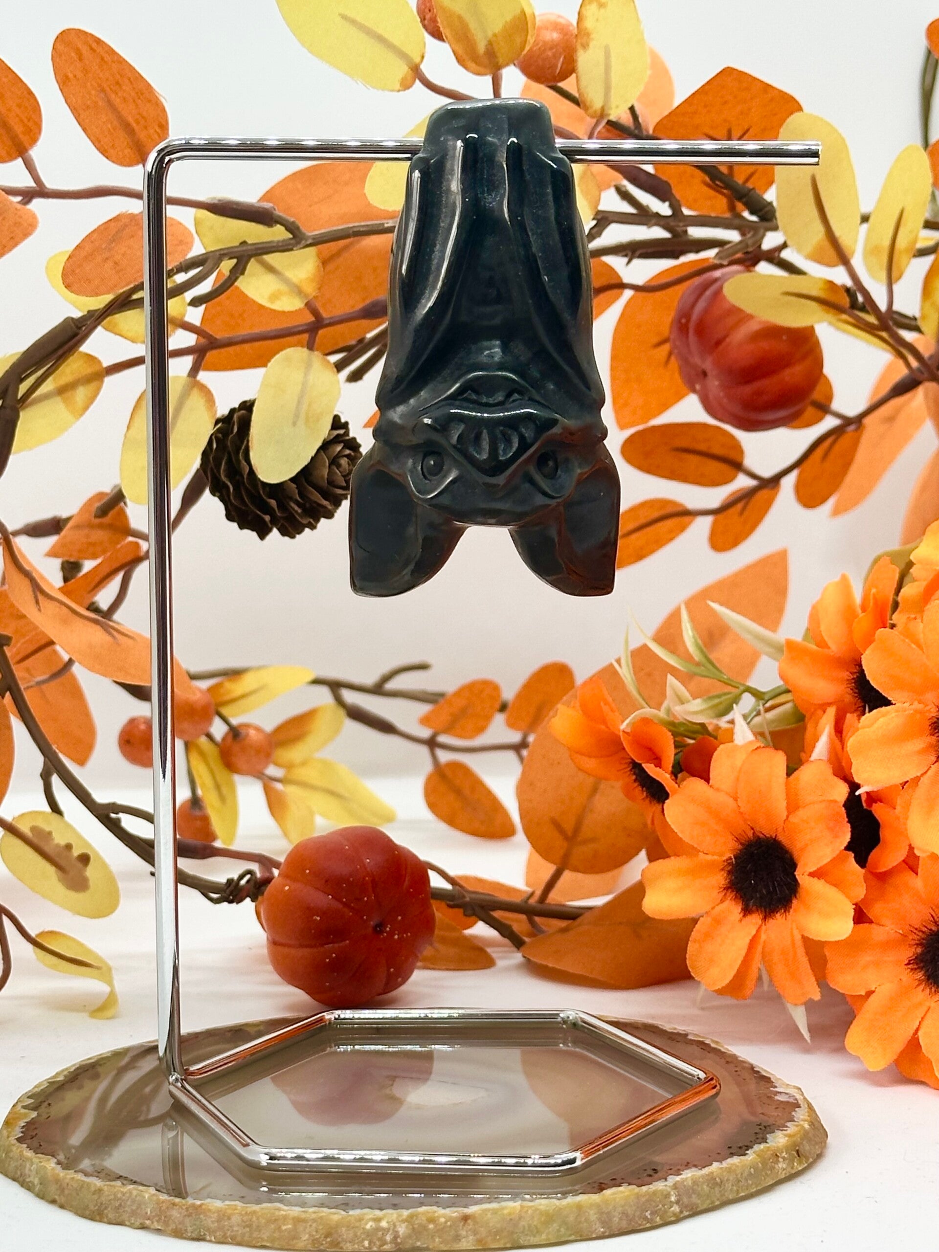 Obsidian Bat on Stand