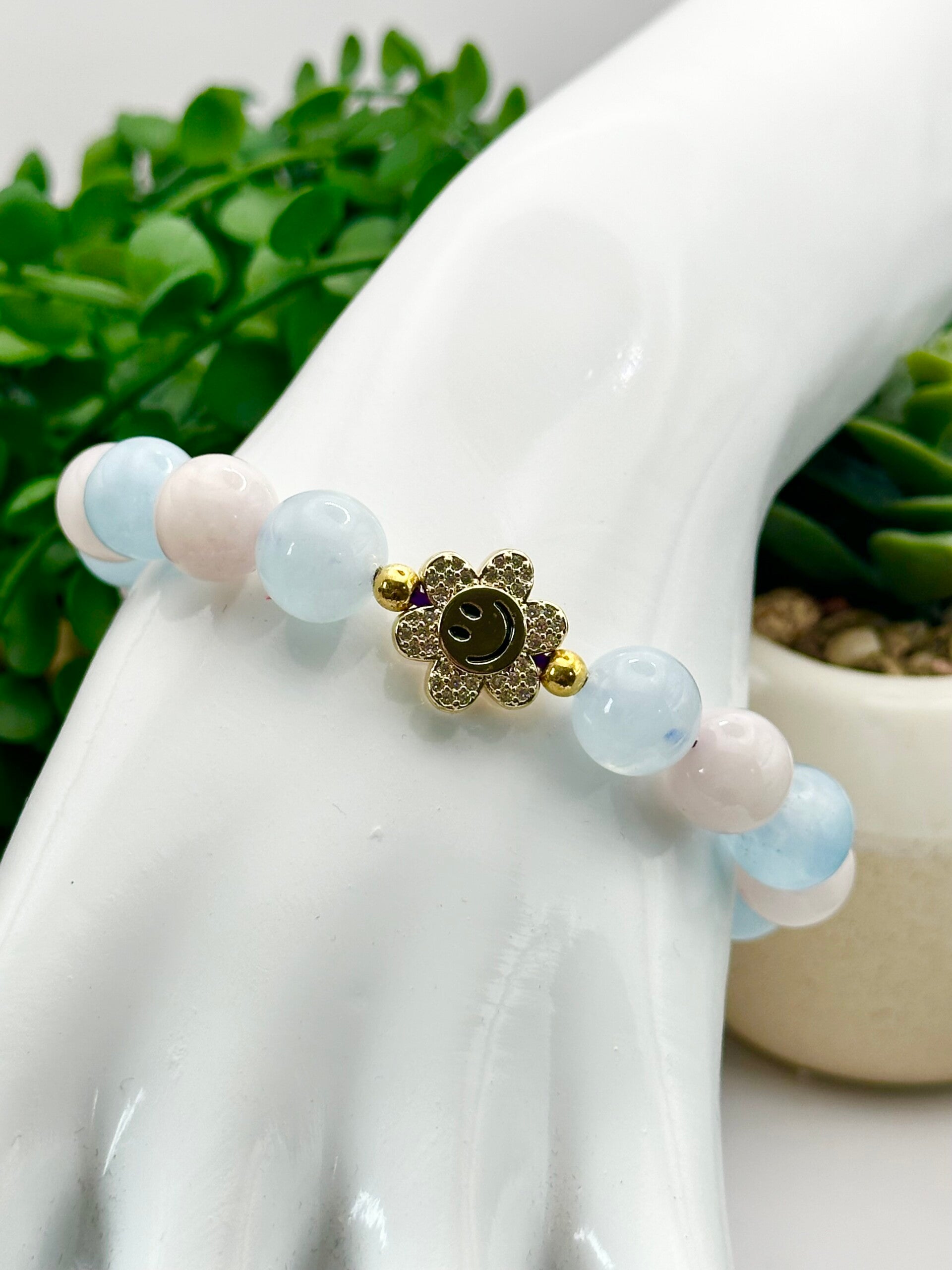 Aquamarine & Rose Quartz 10mm Sunshine Bracelet