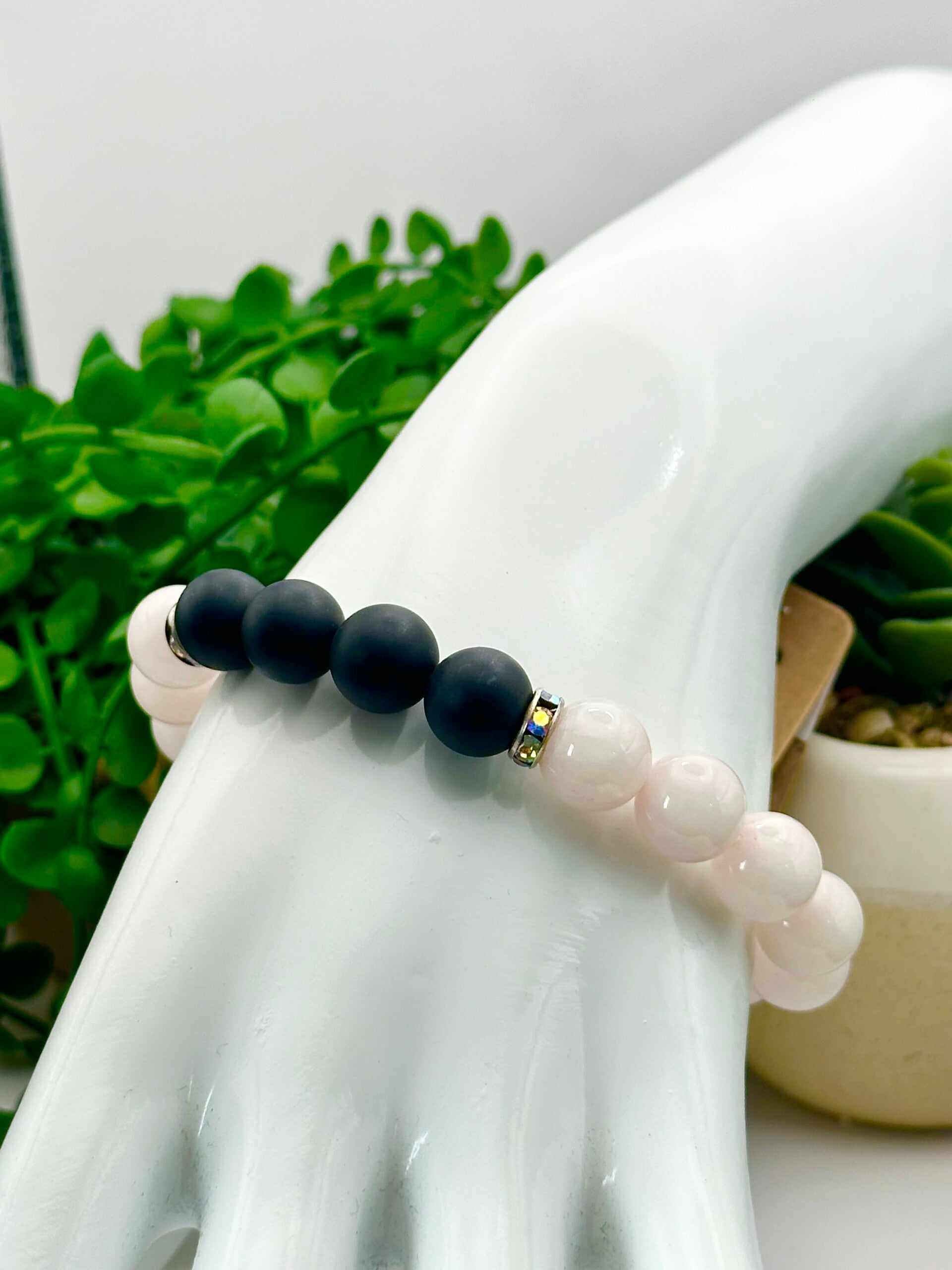 Rose Quartz & Black Onyx 10mm Bracelet