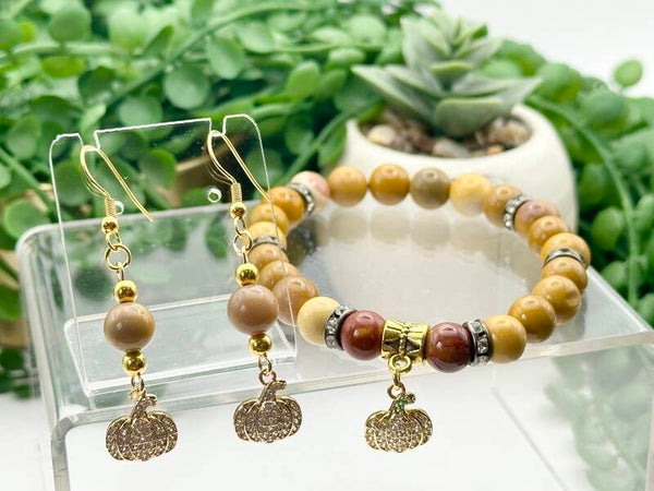 Mookite Pumpkin Bracelet & Earring Set