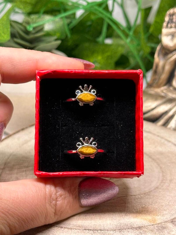 Tigers Eye Frog Faceted Ring