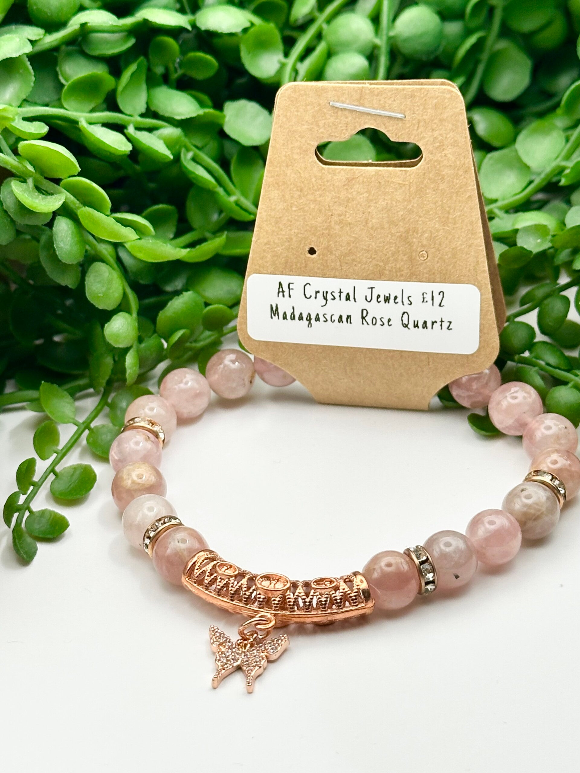 Madagascan Rose Quartz Butterfly Bracelet