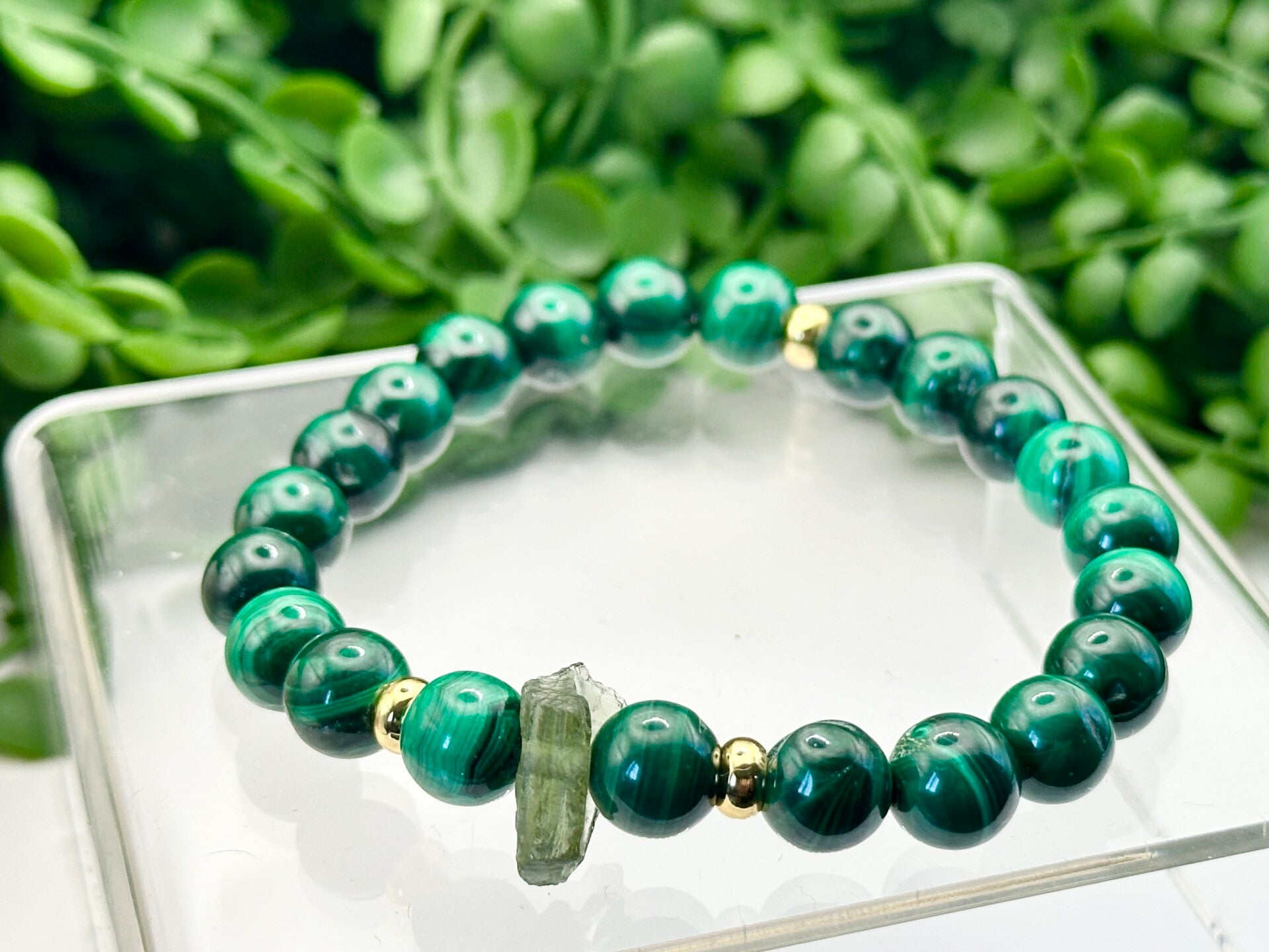 Malachite & 0.60gm Moldavite Bracelet