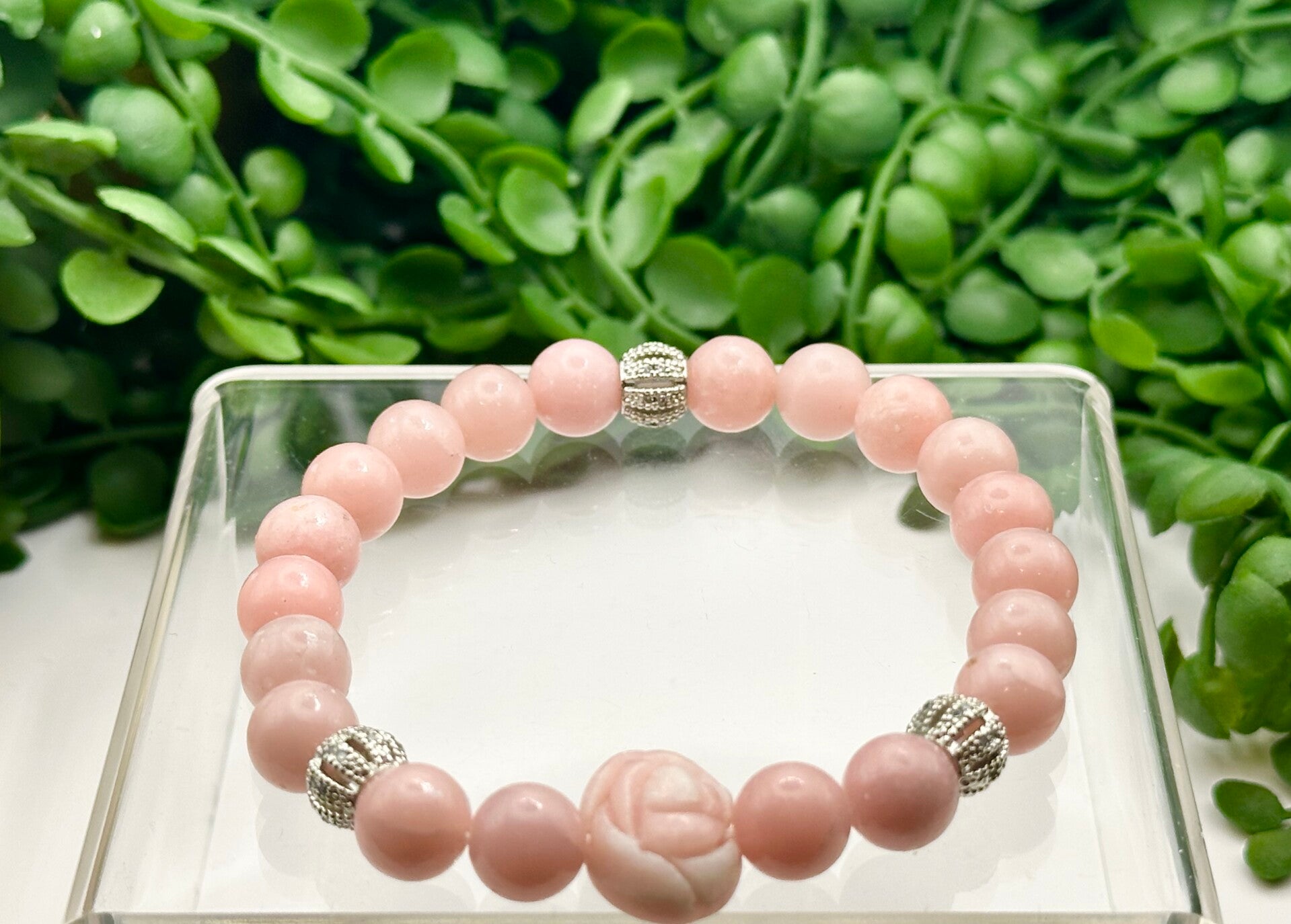 Pink Opal Rose Bracelet