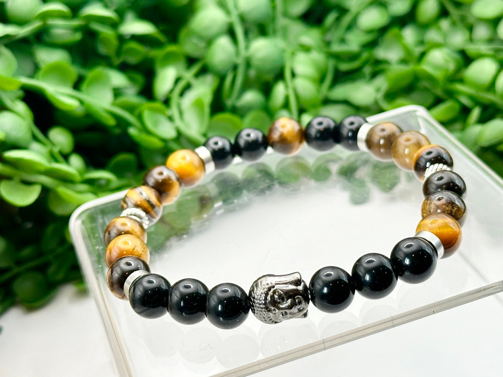 Tigers Eye & Obsidian Men’s Bracelet