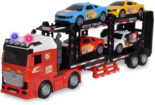 Zestaw Ciężarówka Laweta z Autkami – Światło i Dźwięk (JP588-81A)