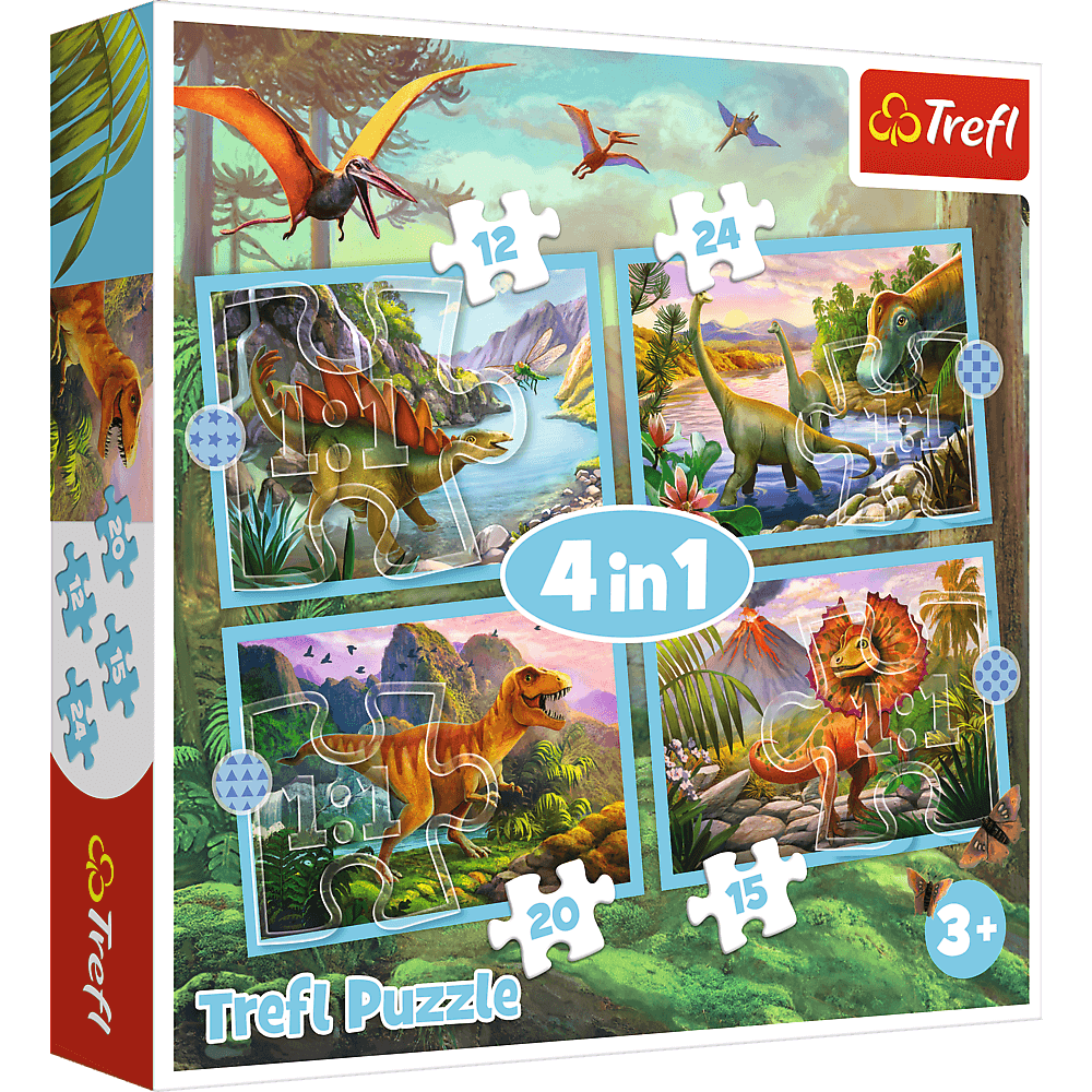 Wyjątkowe dinozaury puzzle 4w1