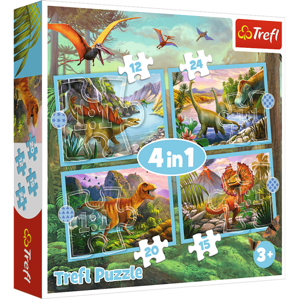 Wyjątkowe dinozaury puzzle 4w1