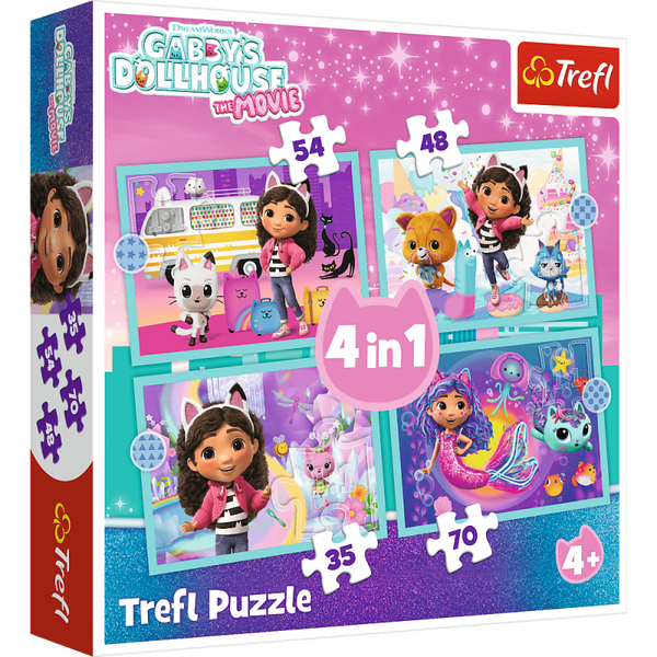 Puzzle 4 w1 Gabby's Dollhouse, Wielka przygoda Gabby