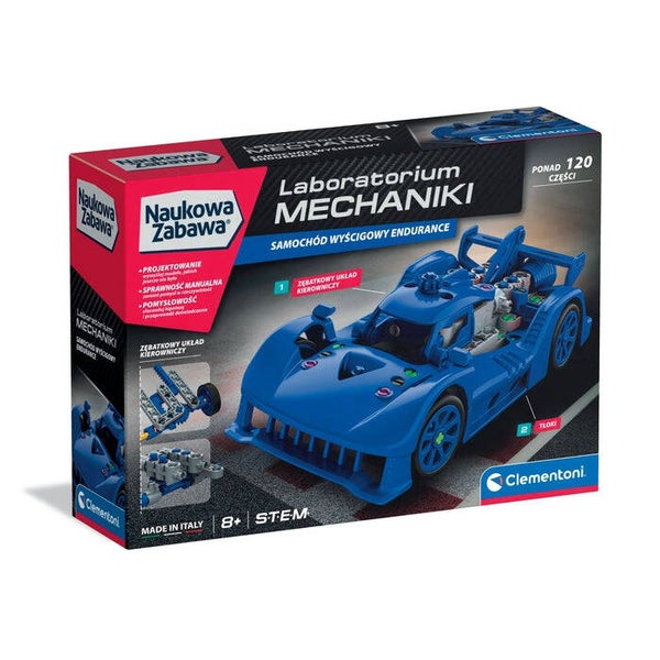 Klocki CLEMENTONI Laboratorium Mechaniki - Samochód Wyścigowy Endurance niebieski