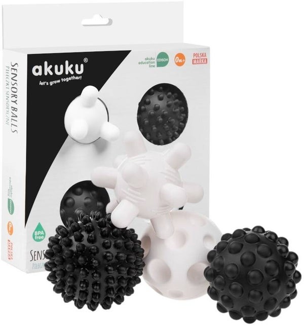 Akuku piłeczki zabawki sensoryczne sensory 4szt