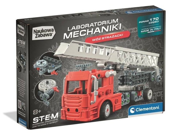 Klocki konstrukcyjne laboratorium mechaniki wóz strażacki Clementoni