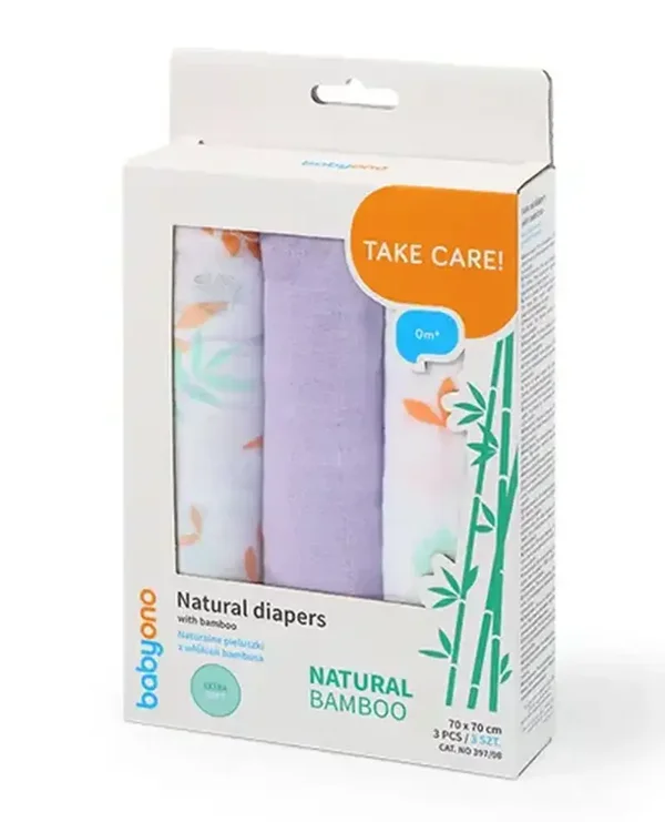 Pieluszki BABYONO Natural Bamboo 397/02 fiolet 3 sztuki
