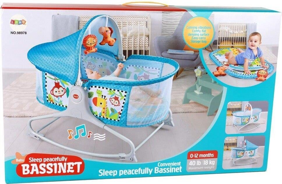 Leantoys Wielofunkcyjny Leżaczek Bujaczek 2W1 Mata Dziecięca Dźwięki Wibracje