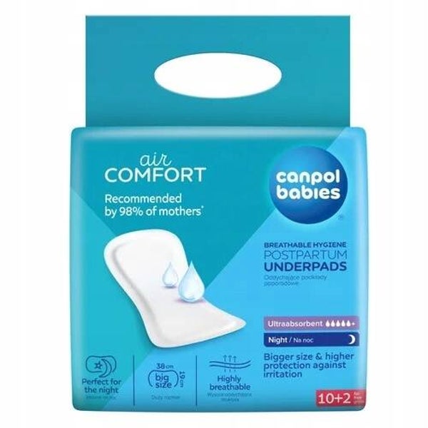 CANPOL PODKŁADY POPORODOWE PODPASKI NA NOC 12 SZT