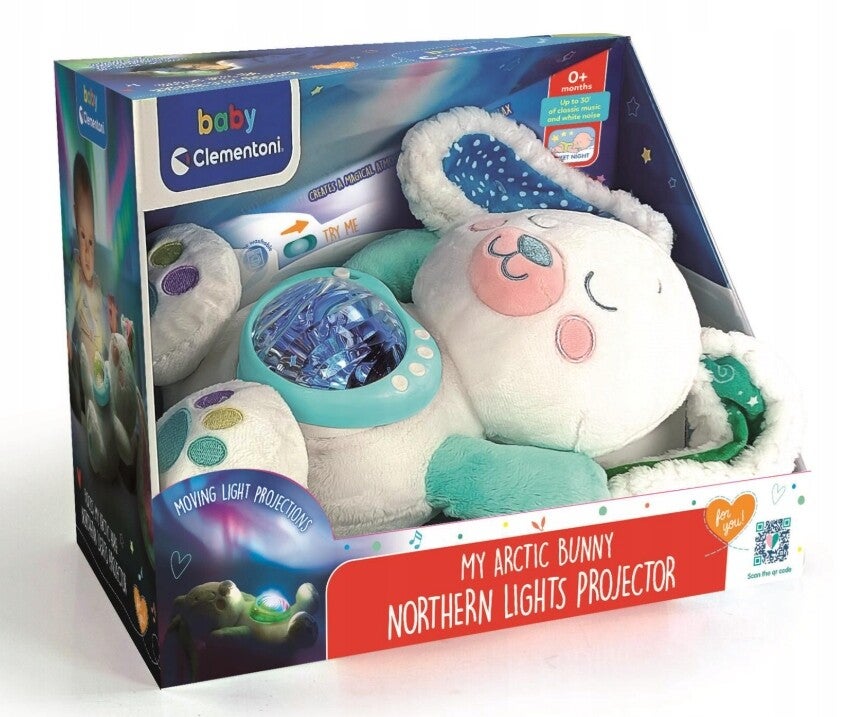 CLEMENTONI PRZYTULANKA USYPIACZ PROJEKTOR KRÓLICZEK POLARNY 17594