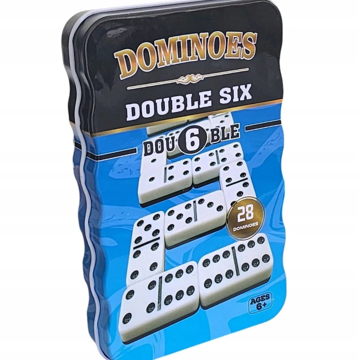 DOMINO DZIEWIĄTKOWE DUŻE 28 SZT. w metalowym pudełku